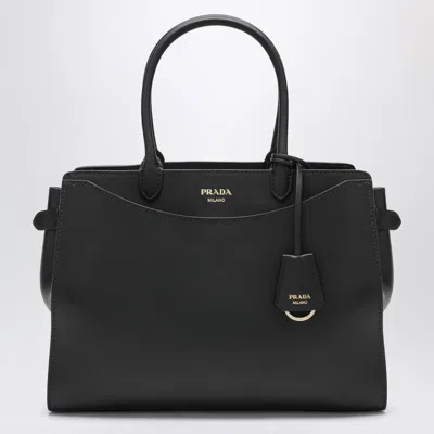 Prada Structured Leather Tote Bag In Black