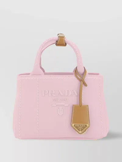 Prada Structured Shoulder Bag Key Ring In Alabastro C