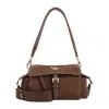 Prada Structured Suede Shoulder Bag With Gold-tone Hardware In Black
