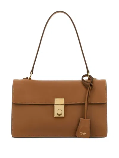 Prada Borsa A Mano In Pelle Cammello Donna In Brown