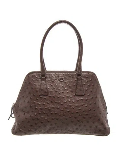 Pre-owned Prada Struzzo Bauletto In Brown