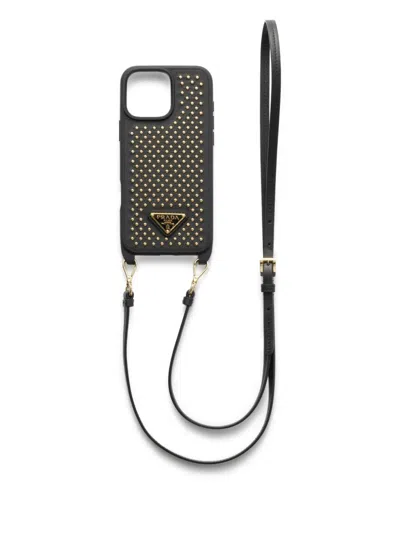 Prada Stud-detail Iphone 16 Pro Max Case In Black