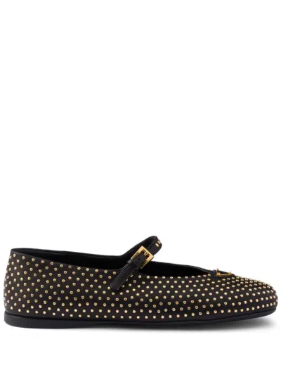 PRADA STUD-EMBELLISHED BALLERINA SHOES