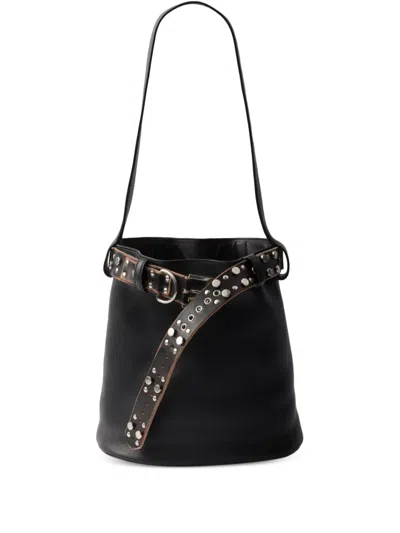 PRADA STUD-EMBELLISHED BUCKET BAG