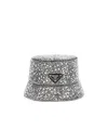 Prada Crystal-embellished Bucket Hat In White