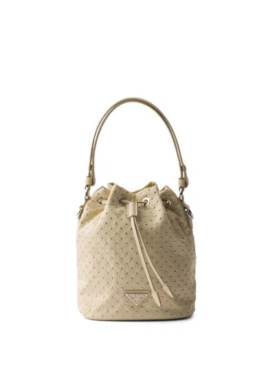 Prada Stud Embellishment Mini Bag In Neutrals