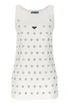 Prada Cut-outs And Studs Cotton Top In White