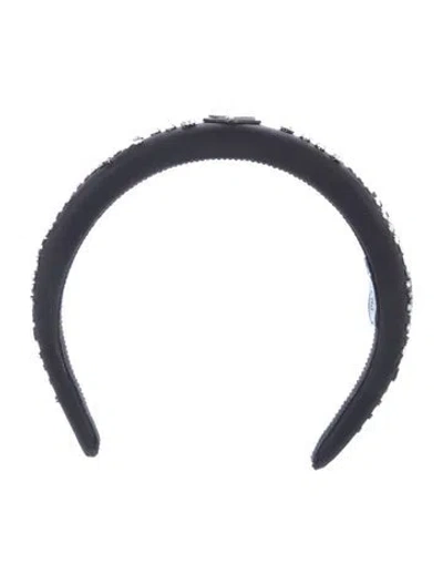Pre-owned Prada Studded And Crystal Embellished Head Band In Black