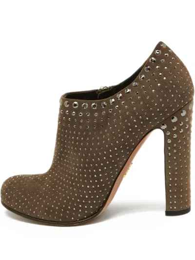 Pre-owned Prada Studded Ankle Boots