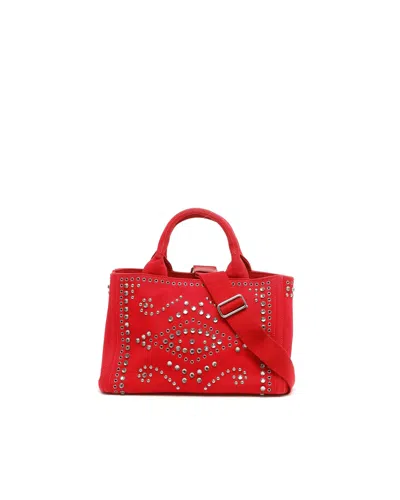 Prada Studded Canapa Bag In Pattern