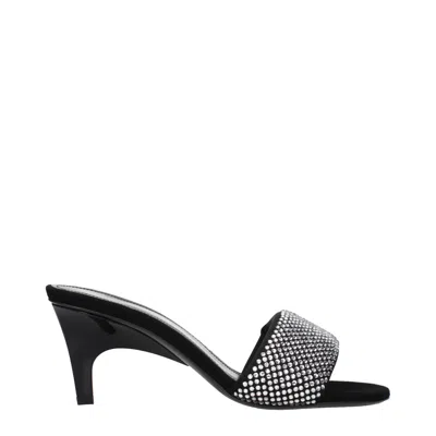 Prada Studded Fabric Heel Sandal In Black