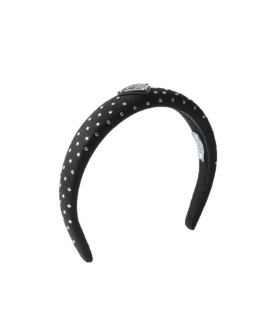 Prada Headband Aus Re-nylon Mit Nieten In Schwarz