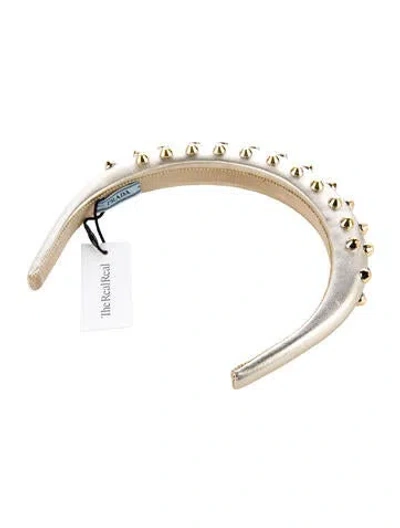 Pre-owned Prada Studded Headband In Gold