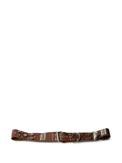 Prada Studded Leather Belt In Palisander