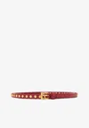 Prada Studded Leather Belt In Red