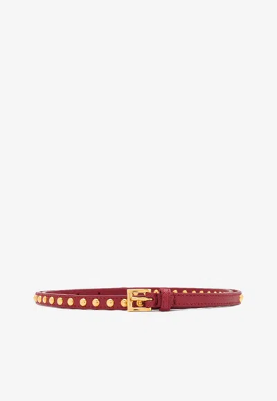 Prada Studded Leather Belt In Red