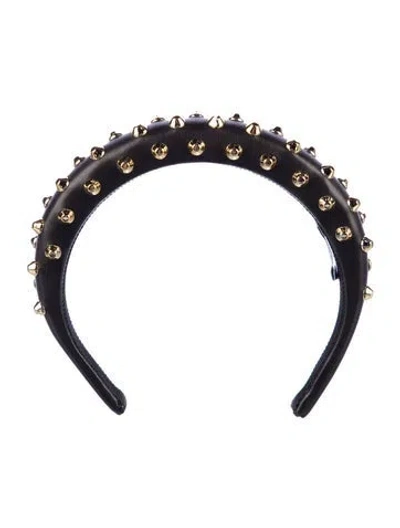 Pre-owned Prada Studded Leather Headband In Black