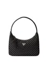 Prada Studded Re-nylon Mini Bag In Black