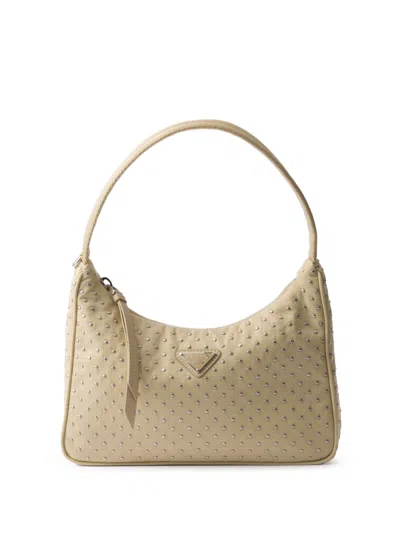 PRADA STUDDED RE-NYLON MINI BAG