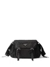 Prada Re-nylon Shoulder Bag With Studs In Black