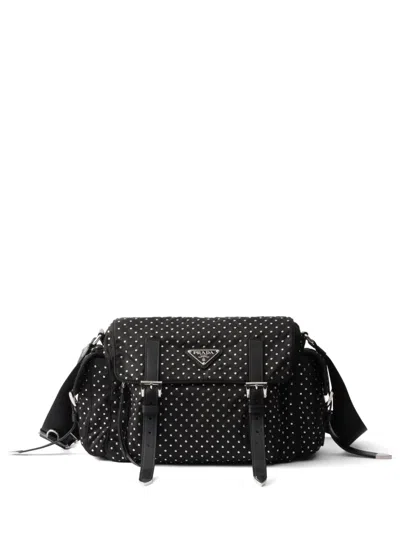 PRADA STUDDED RE-NYLON SHOULDER BAG