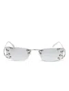 Prada Studded Rectangle Sunglasses In Metallic