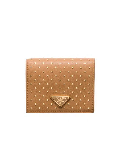 Prada Studded Wallet In Natural Colour