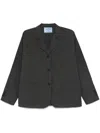 Prada Tailored Jacket With Notched Lapels And Buttoned Cuffs In Grey