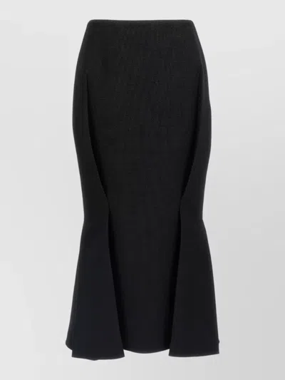 Prada Stuoia Old Wool Midi High Waist Skirt In Black