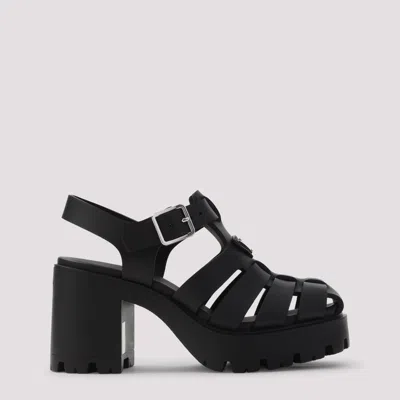 Prada Sandals Buckle Detail Chunky Sole Open Toe In Black