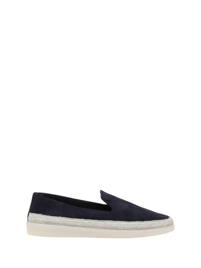Prada Suede Loafers With Espadrille Sole And Round Toe In Blue