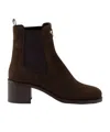 Prada Tronchetti Block Heel Chelsea Boot In Dark Brown