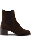 Prada Tronchetti Block Heel Chelsea Boot In Brown