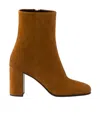 Prada Suede Block-heel Ankle Boots In Cognac