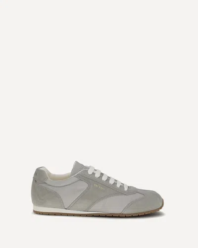 Prada Grey Suede And Fabric Sneakers In Gray