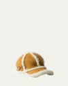 Prada Suede Shearling Baseball Cap In F0151 Miele