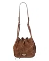 Prada Suede & Leather Bucket Bag In Brown