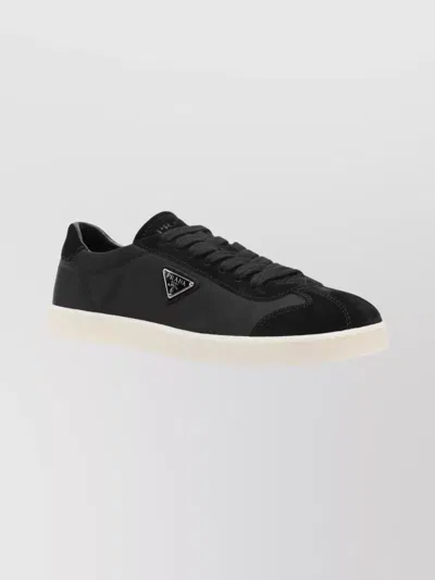 Prada Suede And Nylon Low-top Sneakers In Black