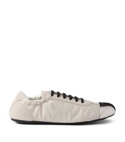 Prada Suede And Re-nylon Collapse Sneakers In White