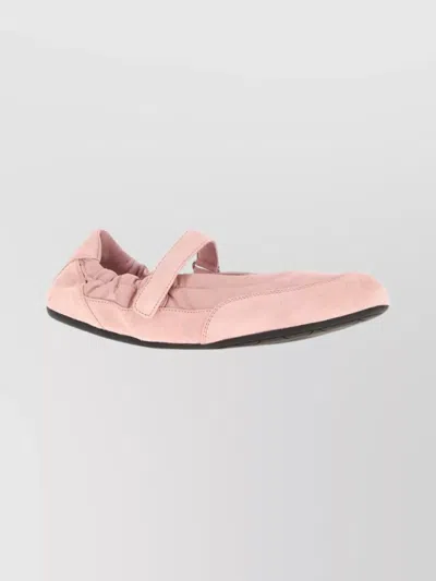 Prada Suede And Re-nylon Flat Ballerina Shoes In Pink