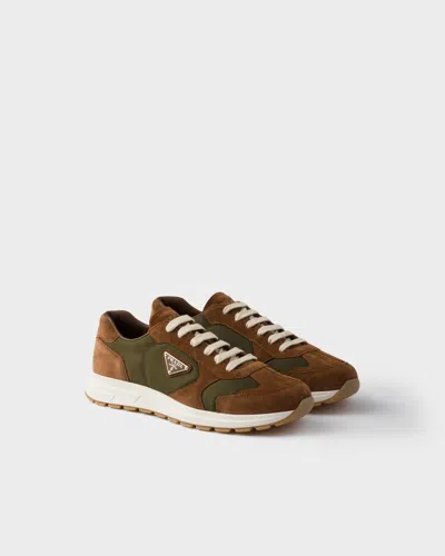 Prada Suede And Re-nylon Sneakers In Multi