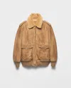 Prada Suede And Shearling Bomber Jacket In Black