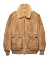Prada Suede And Shearling Bomber Jacket In Orange