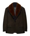 Prada Caban With Shearling Details In Brown