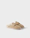 Prada Suede And Shearling Loafers In Brown