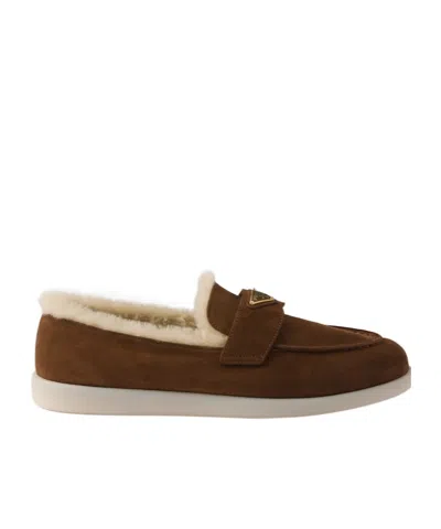 PRADA PRADA LOGO PLAQUE SLIP-ON LOAFERS