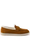 Prada Loafer Aus Wildleder Und Lammfell In Brown