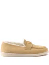 Prada St Tropez Suede Shearling Loafers In Neutrals