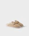 Prada Suede And Shearling Loafers In Brown
