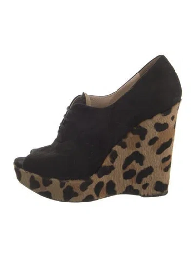 Pre-owned Prada Suede Animal Print Pumps In Black